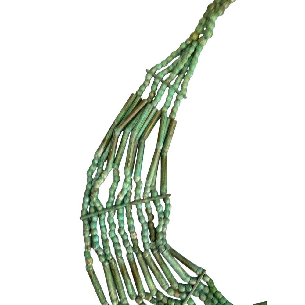 Tribal Multi-Strand Green Turquoise Beaded Necklace With Brass Hook Clasp - Picture 3 of 7